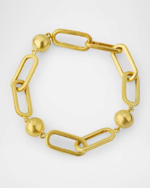 Modern Etruscan Large Granule Rectangular Link Bracelet